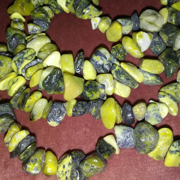 Stone Beads Long Hippie Necklace Bohemian Yellow Turquoise Gemstone Bead Loop - Picture 3 of 8